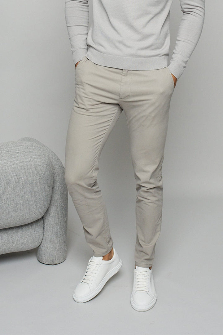 Lucas Tapered Leg Stretch Twill Chino - Greige