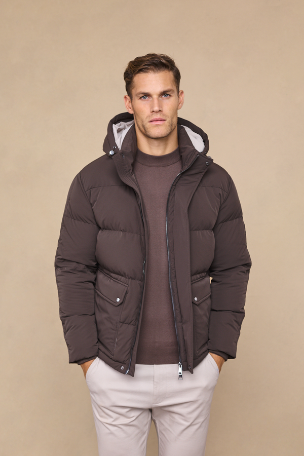 Everetto Down Filled Puffer Coat - Brown