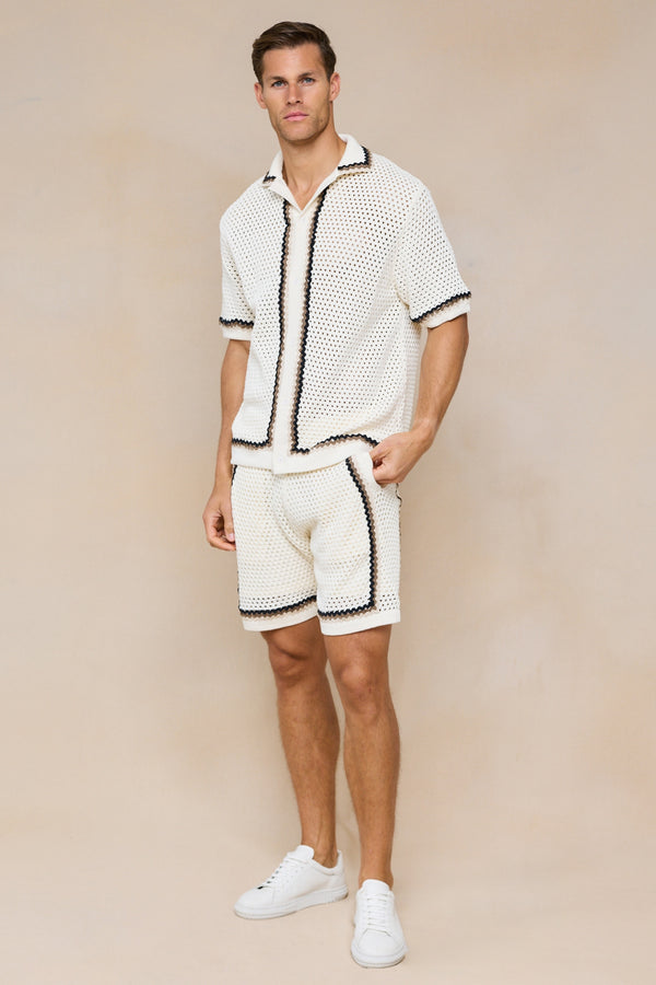Marconi Crochet Knit Short- Ecru