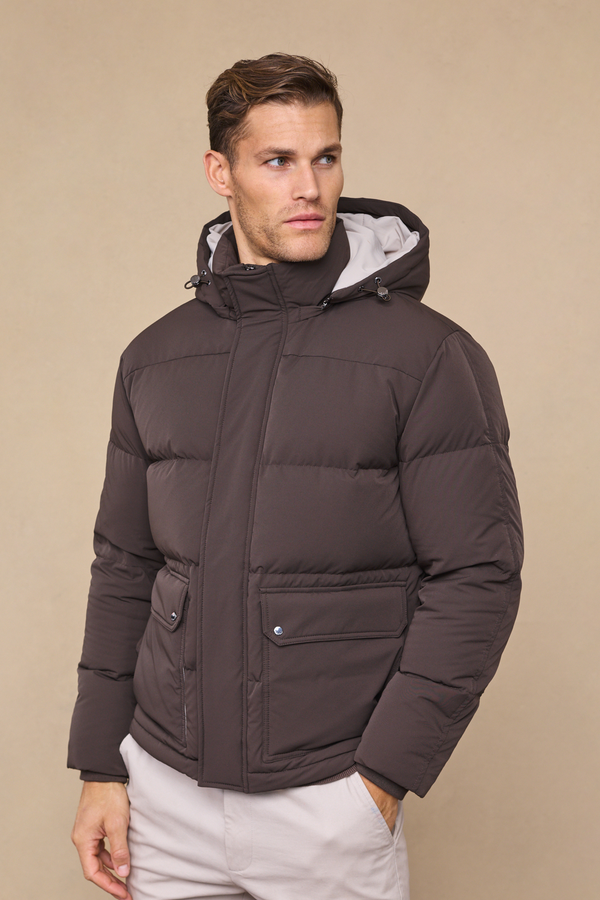 Everetto Down Filled Puffer Coat - Brown