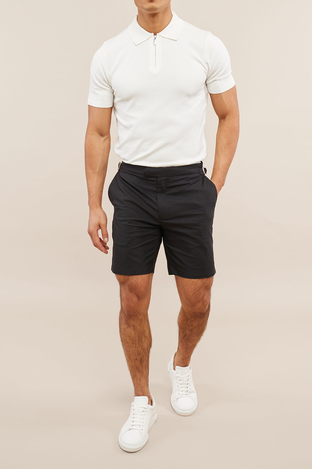 Llana Knitted Zip Polo - Ecru