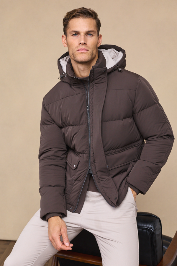 Everetto Down Filled Puffer Coat - Brown