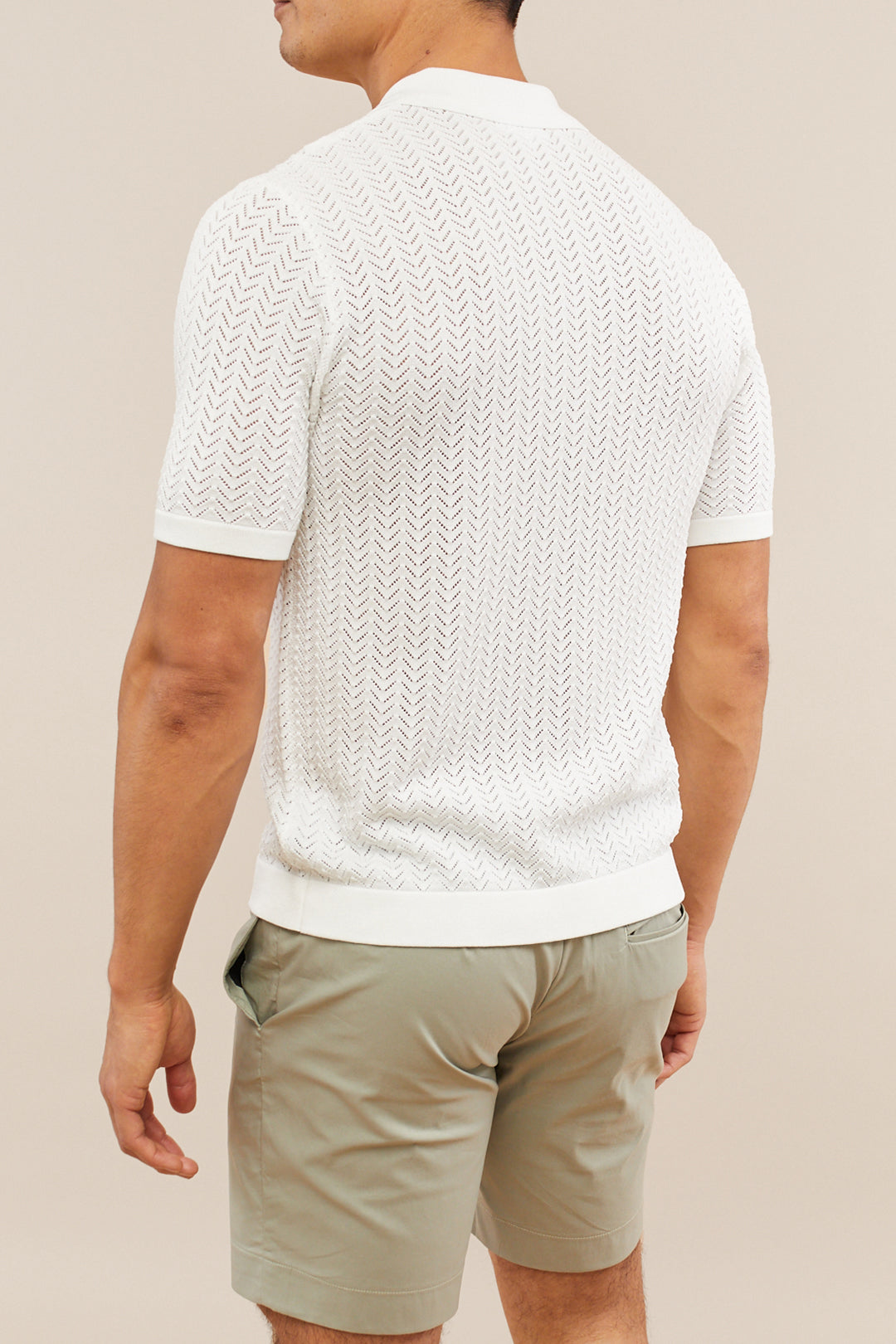 Torre Crochet Button Down Shirt - White