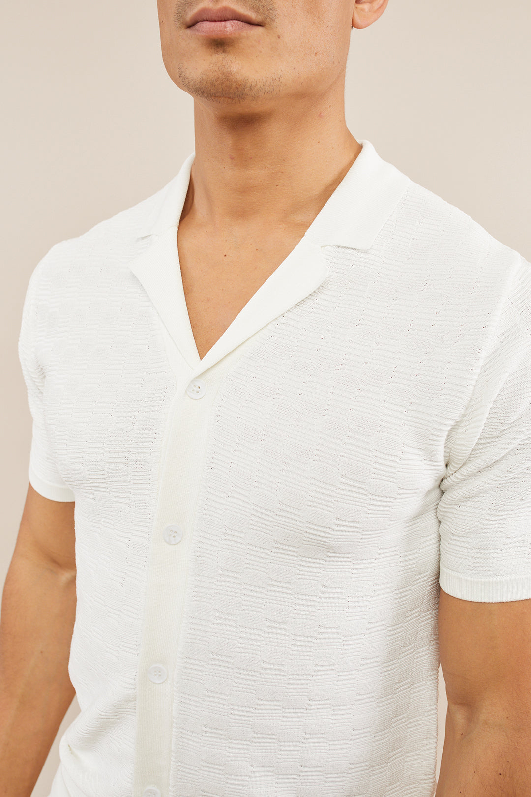 Ezra Knitted Button Down Shirt - Ecru