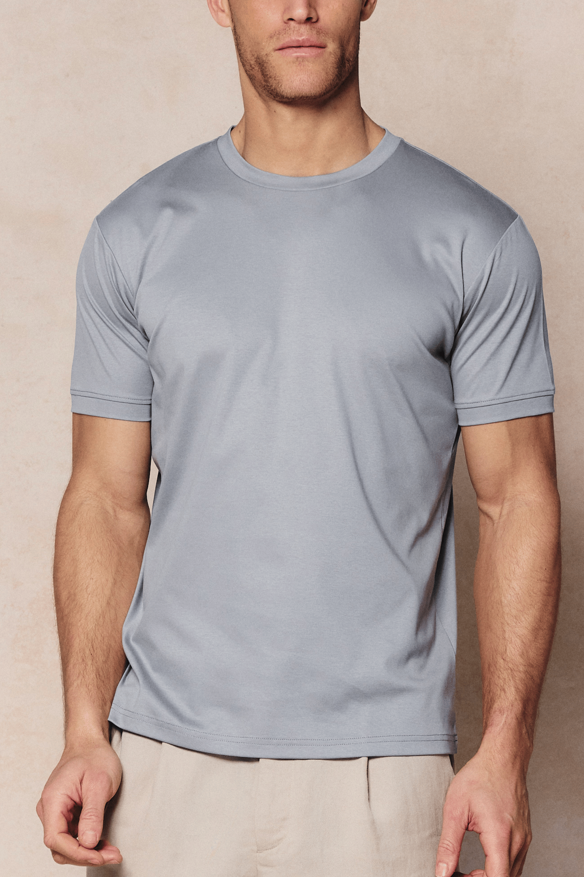 Luxe Mercerised T-Shirt - Light Pewter Blue