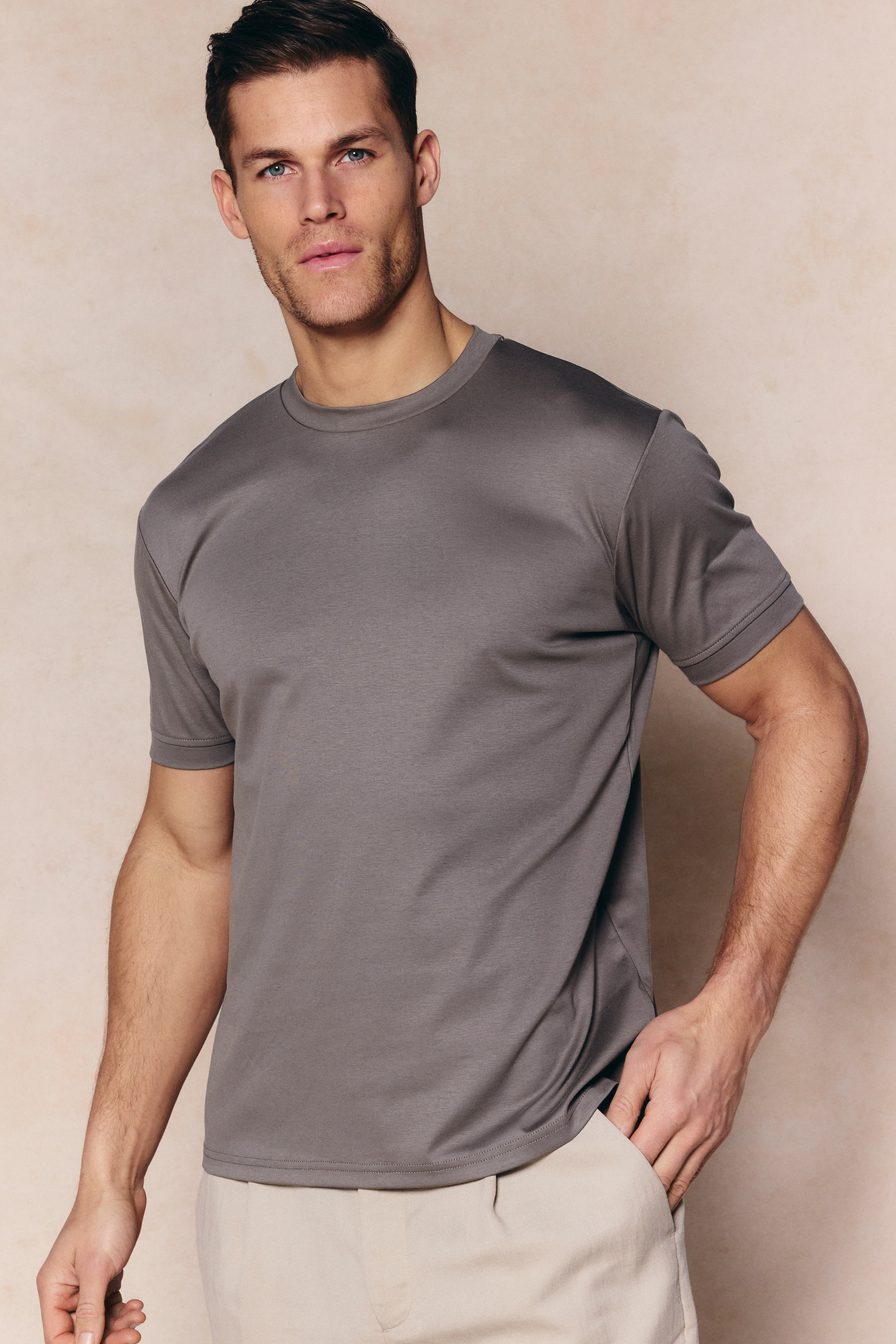 Luxe Mercerised T-Shirt - Mushroom