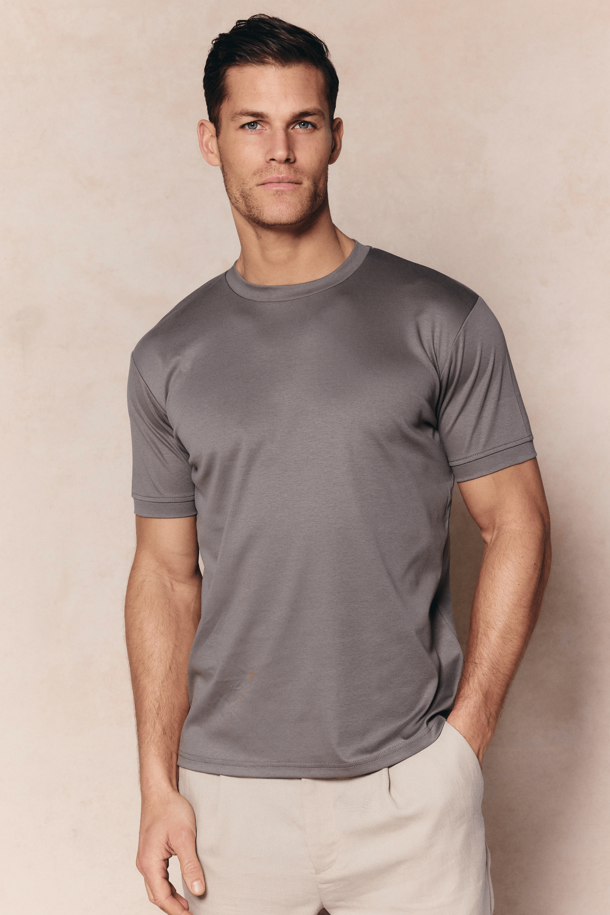 Luxe Mercerised T-Shirt - Mushroom