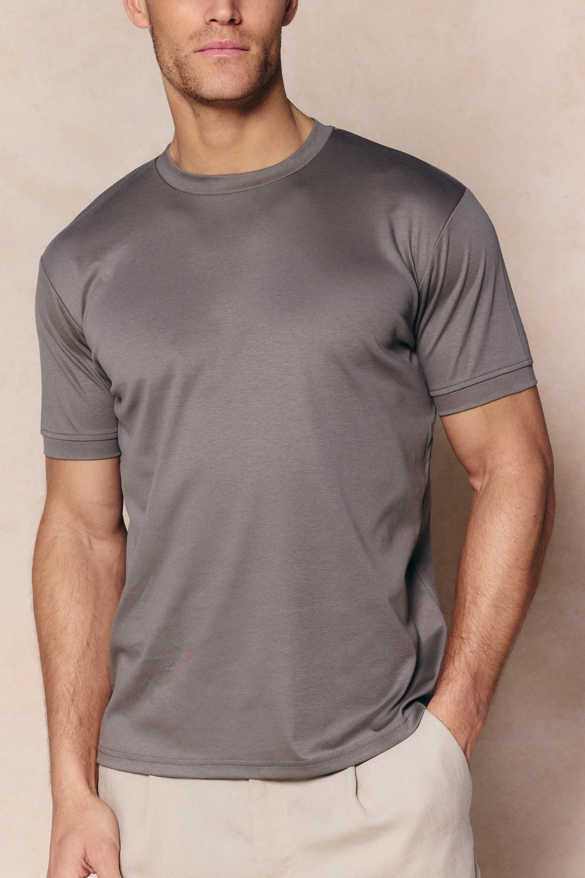 Luxe Mercerised T-Shirt - Mushroom