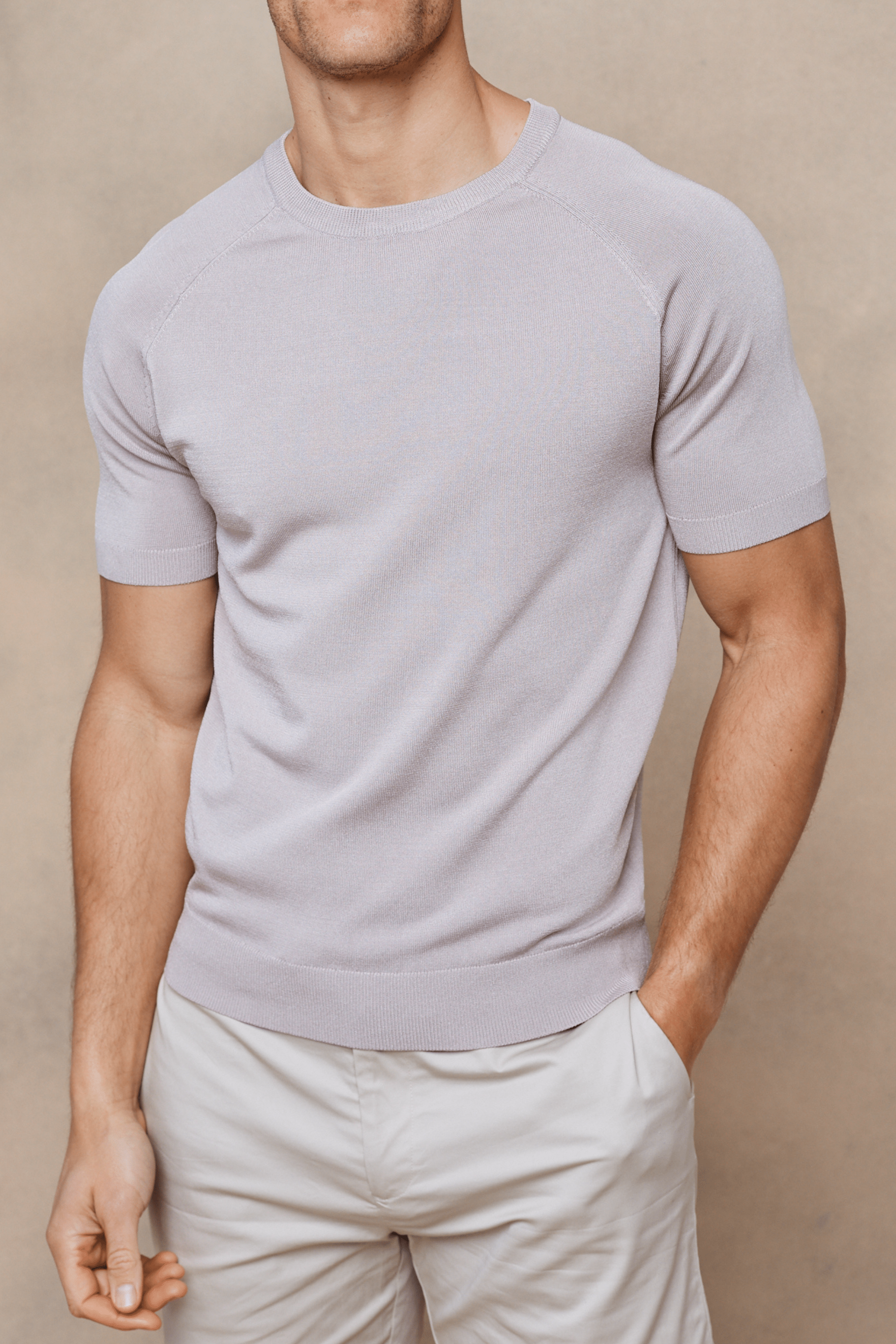 Riera Knit Crew Neck T-Shirt - Warm Grey