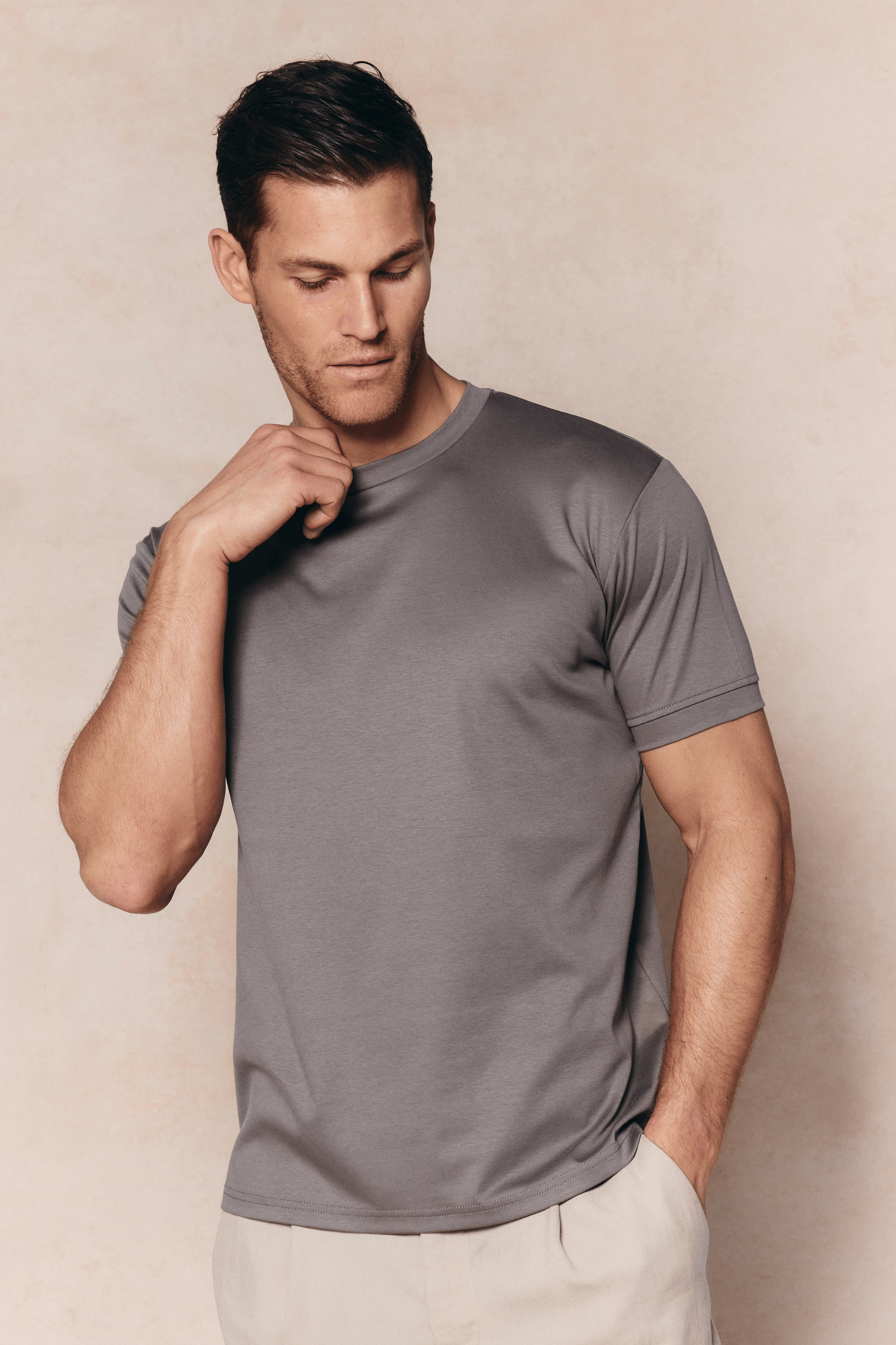Luxe Mercerised T-Shirt - Mushroom