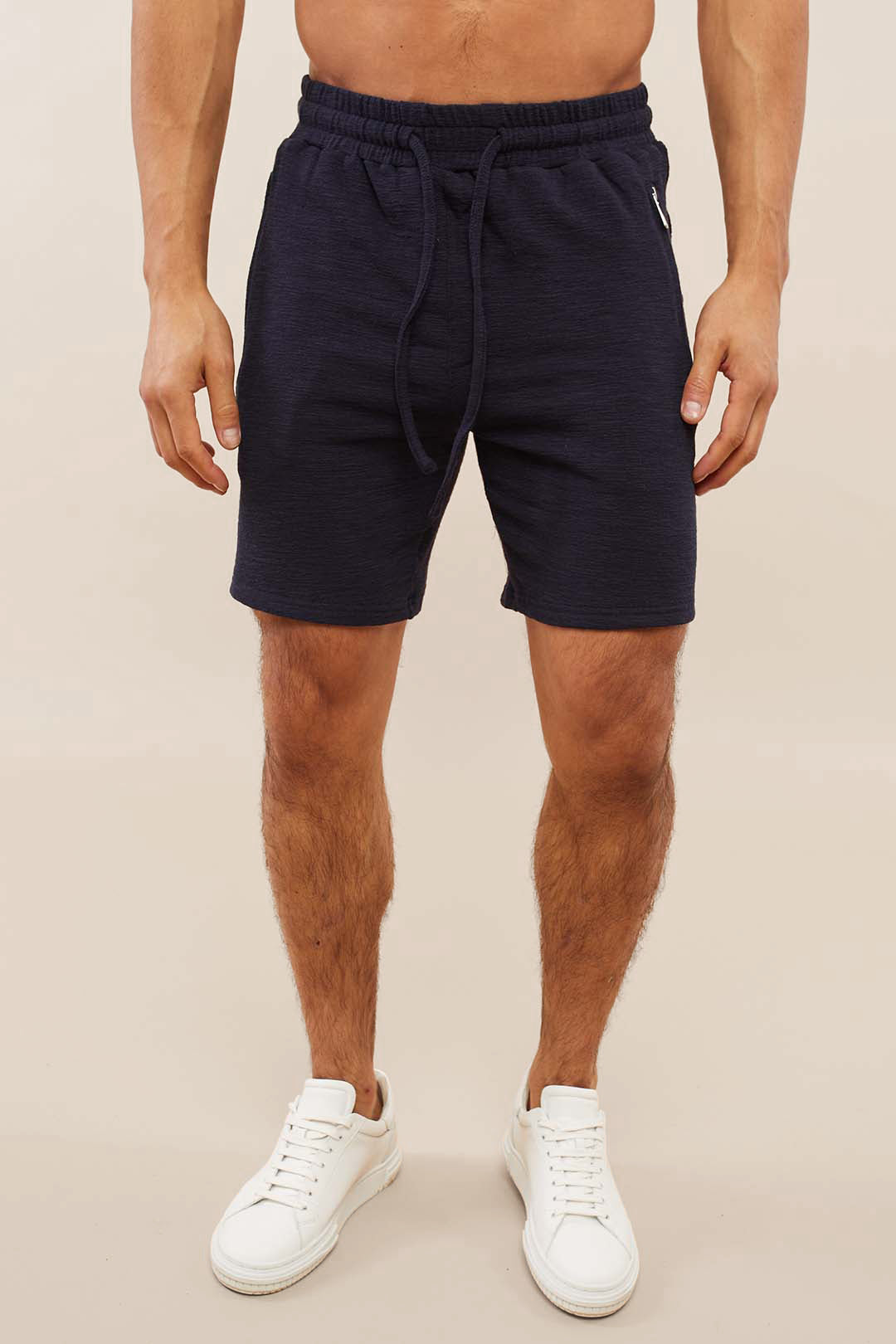 Raval Relaxed Textured Shorts - Midnight Blue