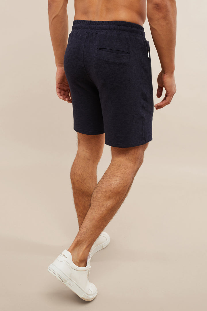 Raval Relaxed Textured Shorts - Midnight Blue