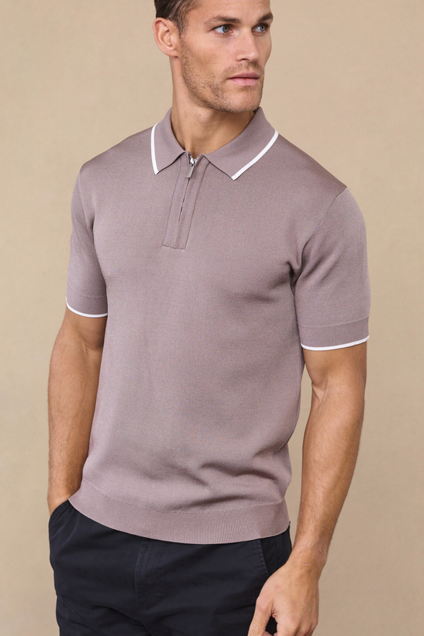 Henry Zip Polo - Taupe