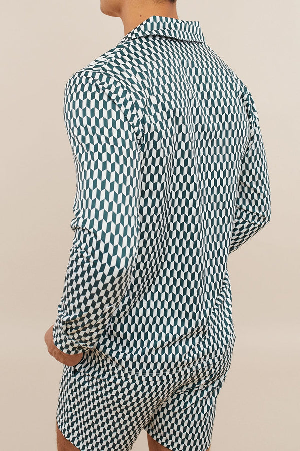 Rambla Printed Shirt - Dark Green/White