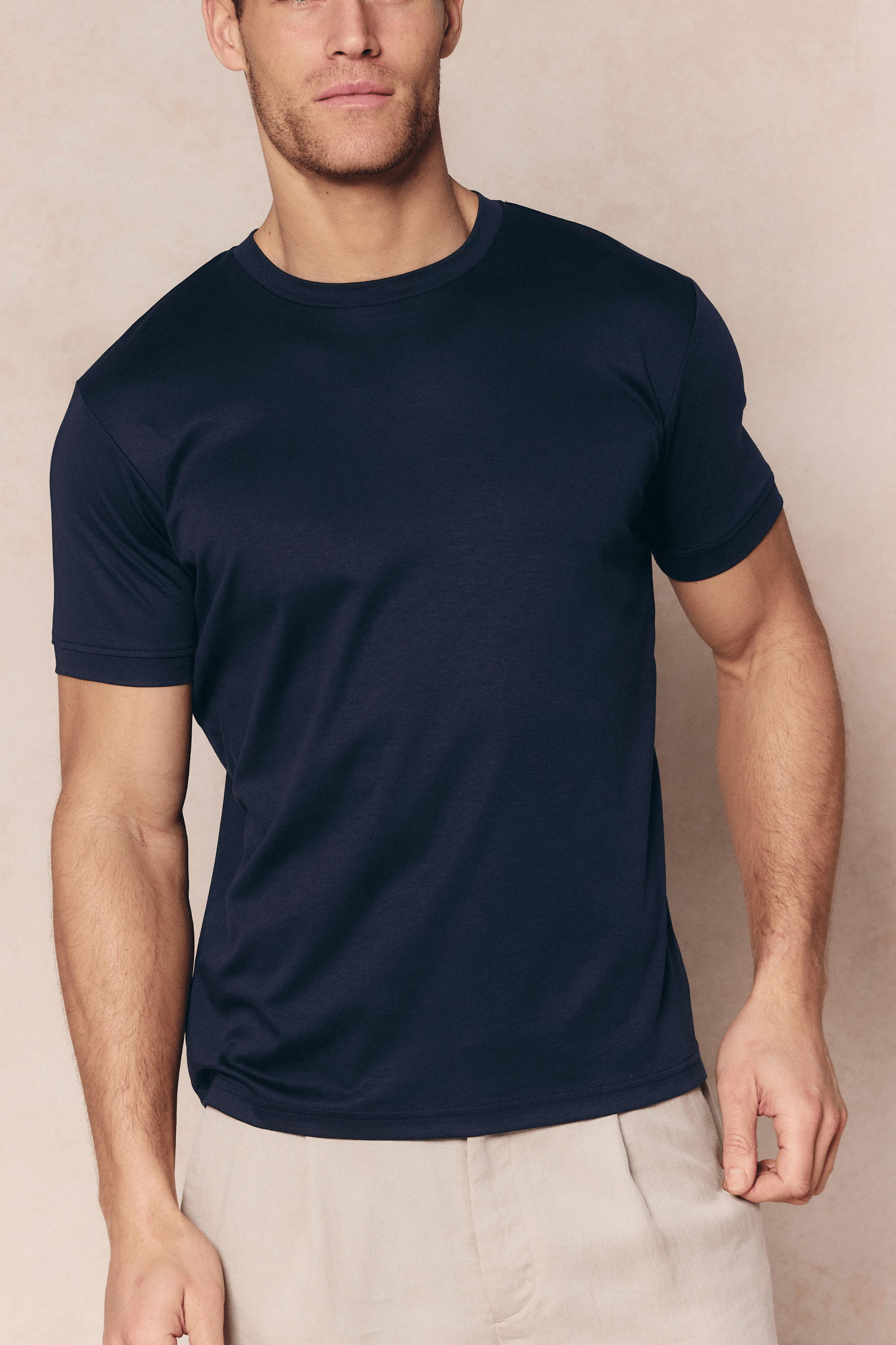 Luxe Mercerised T-Shirt - Navy