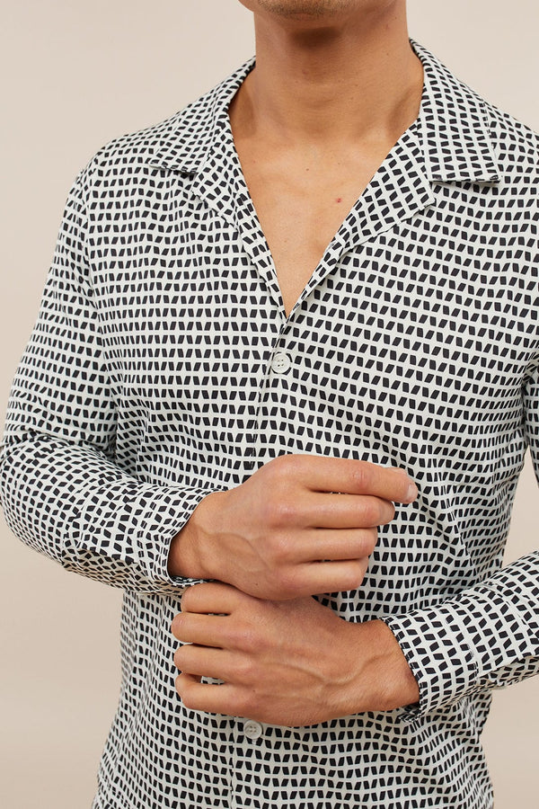 Evissa Printed Shirt - Black/Cream