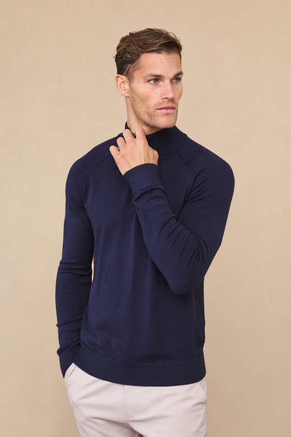 Alex Knitted Half Zip Jumper - Navy
