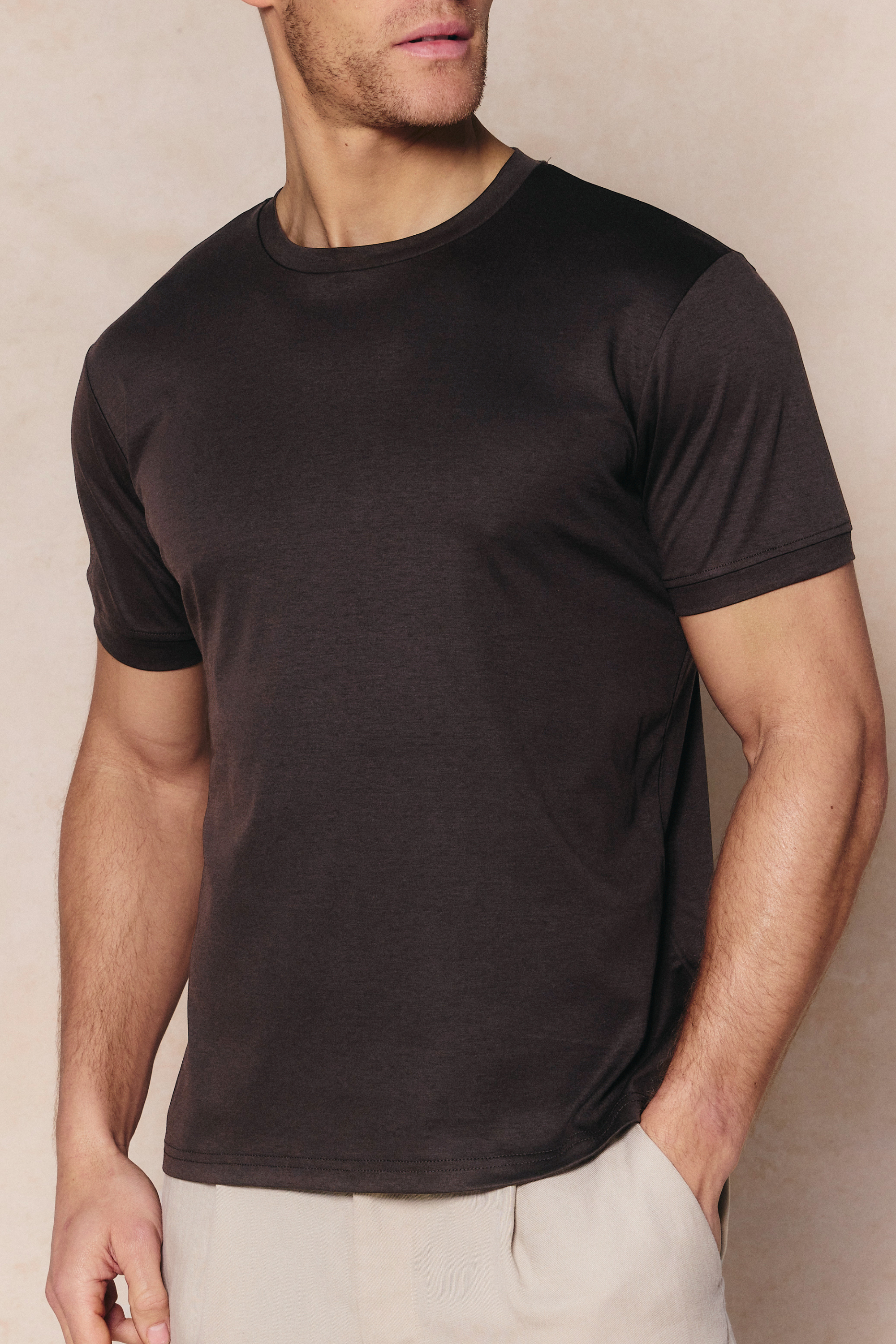 Luxe Mercerised T-Shirt - Brown