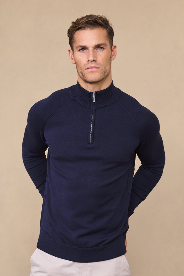 Alex Knitted Half Zip Jumper - Navy