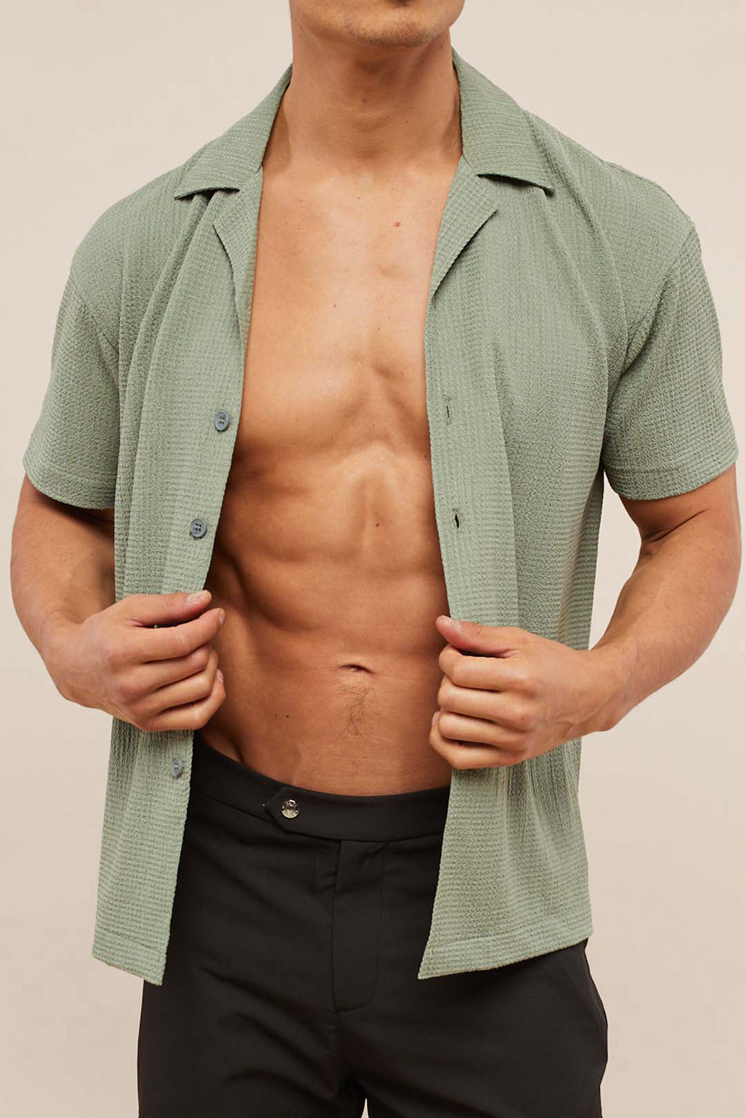 Silvo Lightweight Textured Shirt - Sage Green