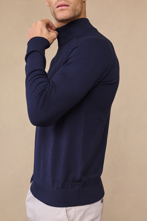 Alex Knitted Half Zip Jumper - Navy