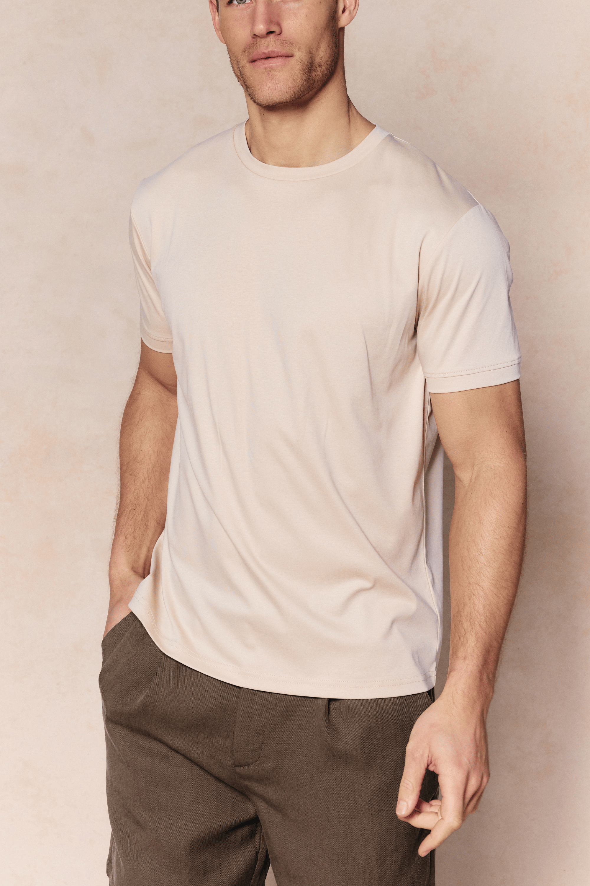 Luxe Mercerised T-Shirt - Beige