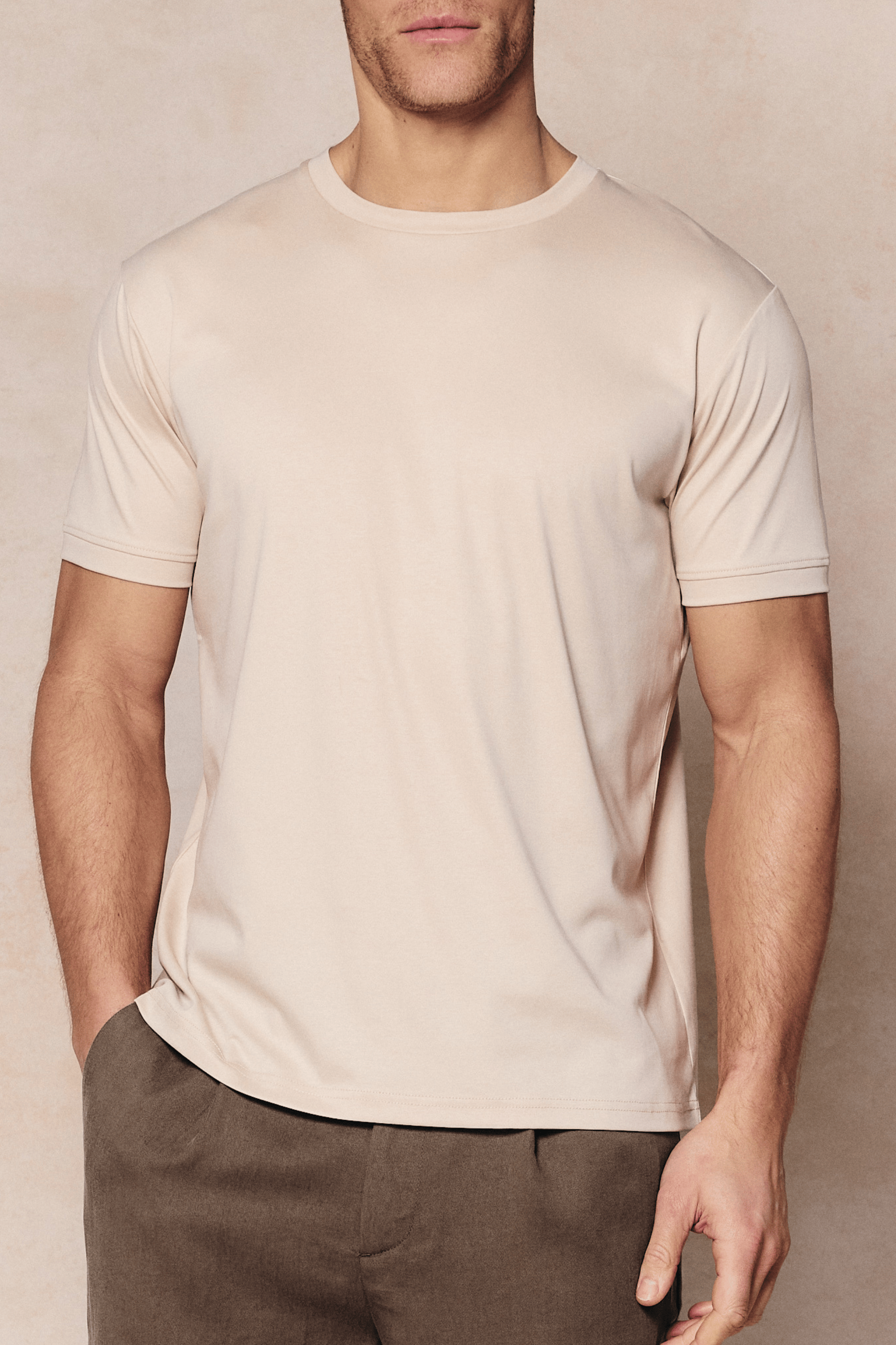 Luxe Mercerised T-Shirt - Beige