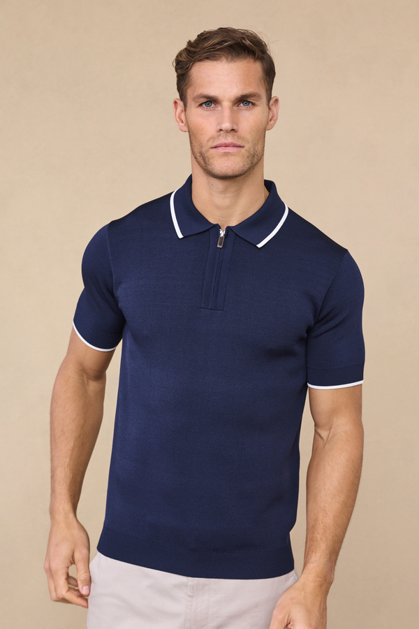 Henry Zip Polo - Navy