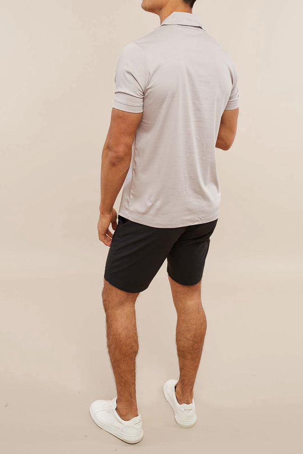 Luxuriöses, merzerisiertes Kurzarmhemd – Blassgrau 