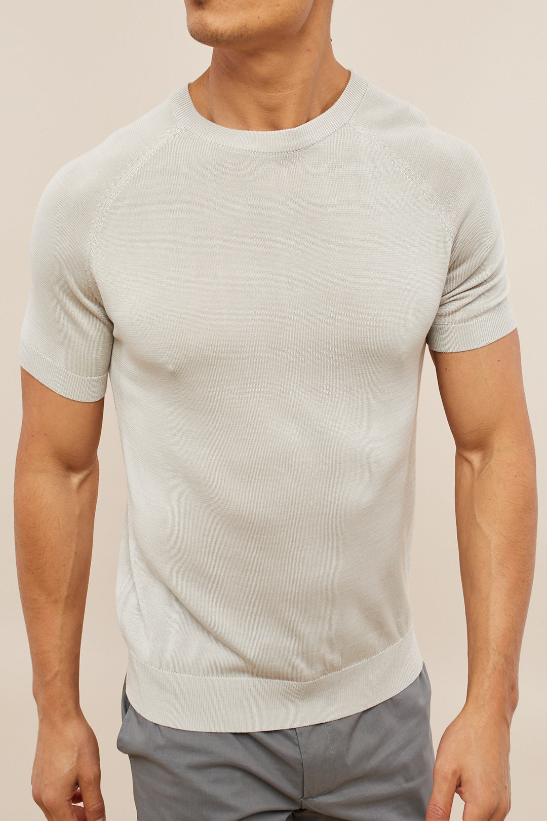 Riera Knit Crew Neck T-Shirt - Warm Grey