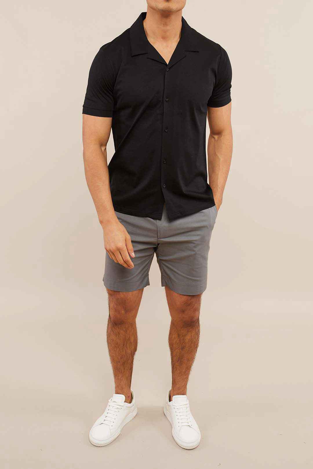 Luxe Mercerised Short Sleeve Shirt - Black