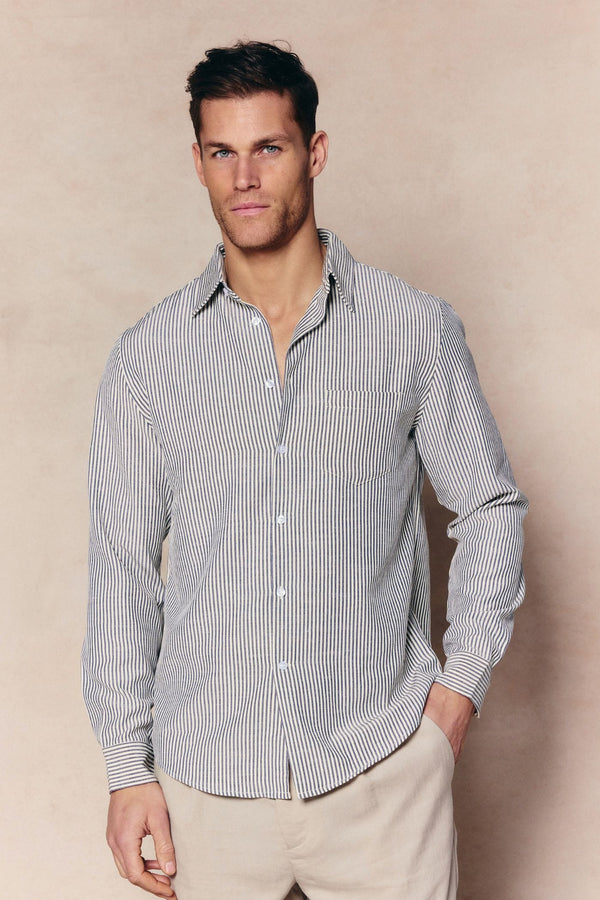 Abilo Striped Shirt - Ecru/Navy