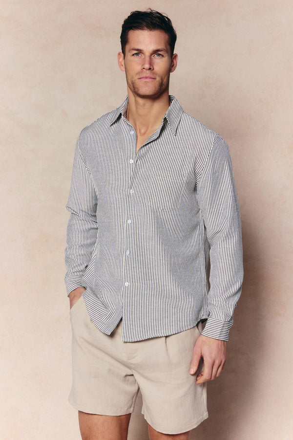 Abilo Striped Shirt - Ecru/Navy