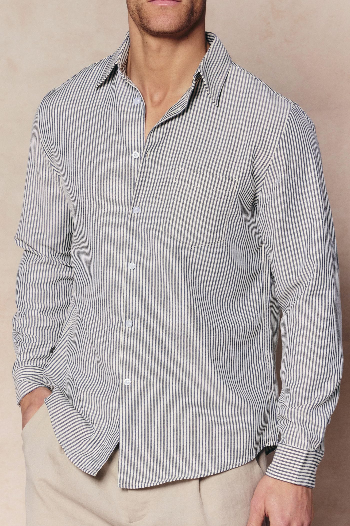 Abilo Striped Shirt - Ecru/Navy