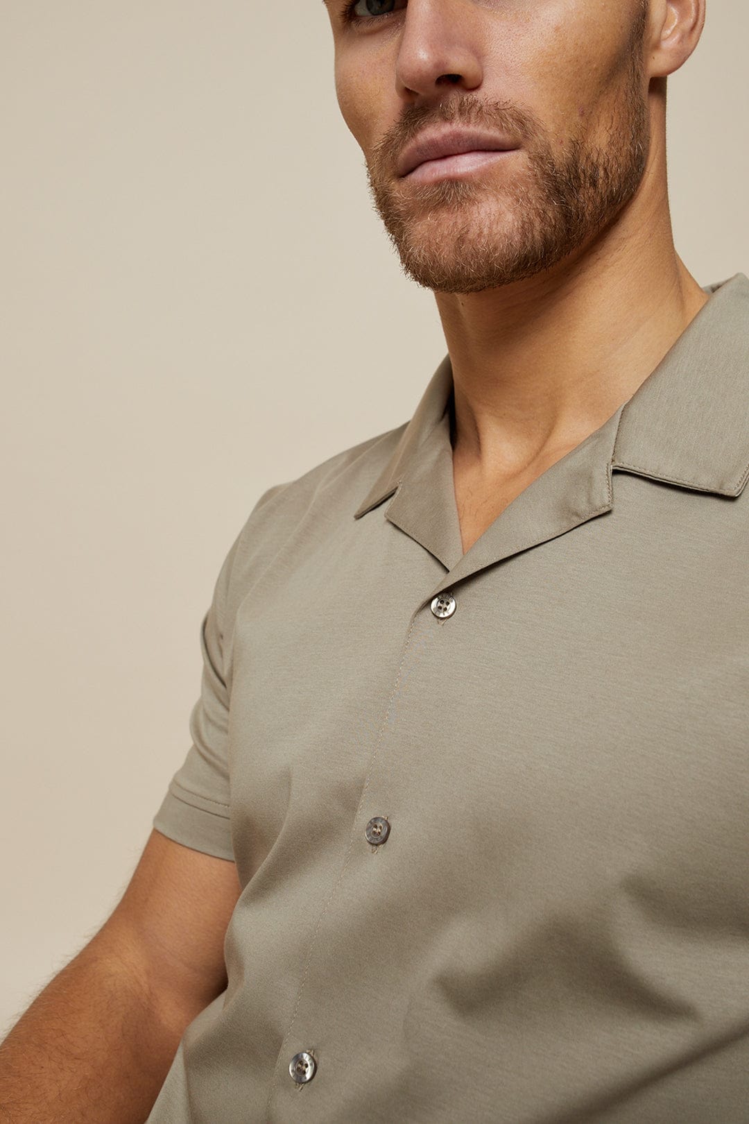 Luxe Mercerised Short Sleeve Shirt - Sand