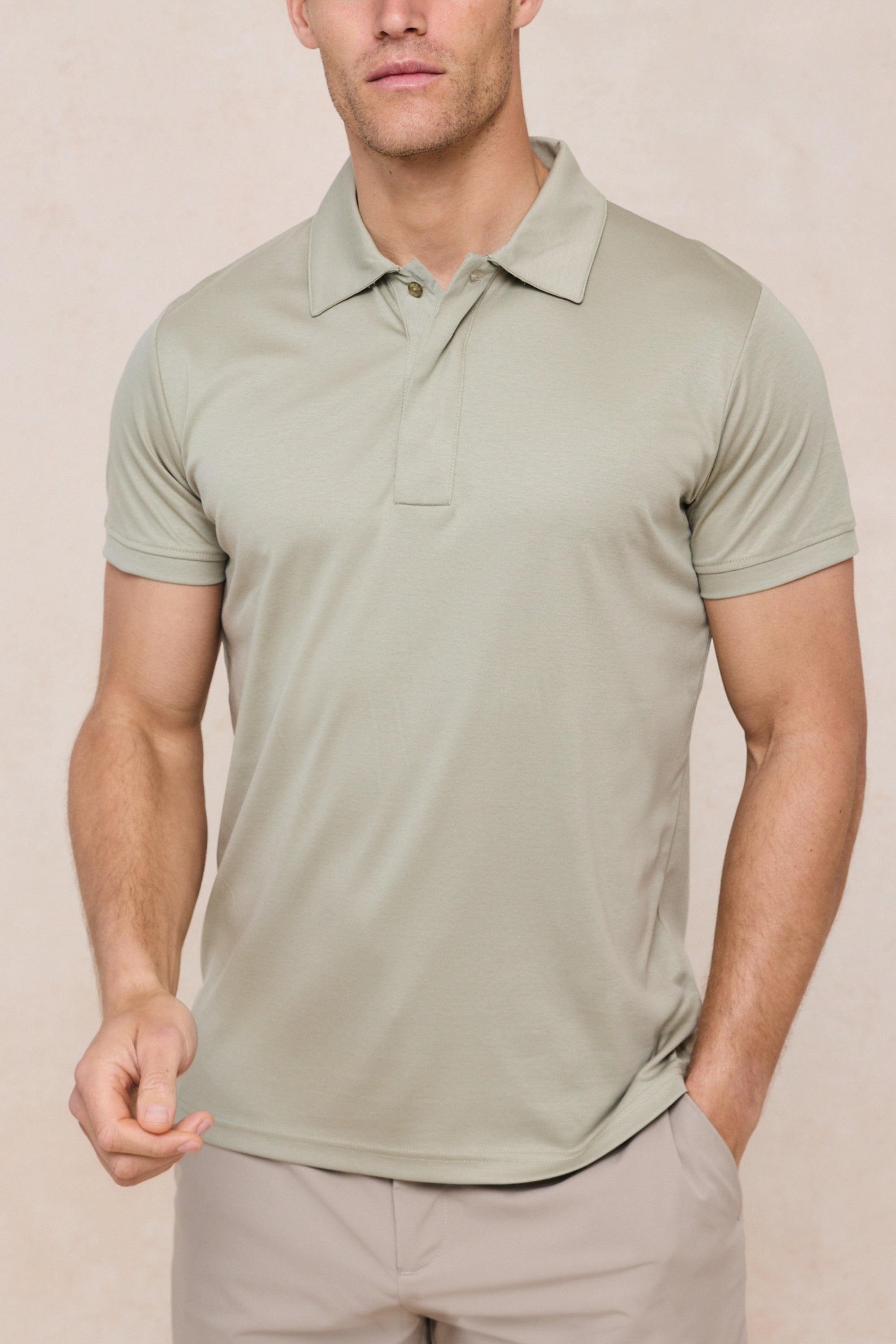 Santi Mercerised Polo Shirt - Light Sage