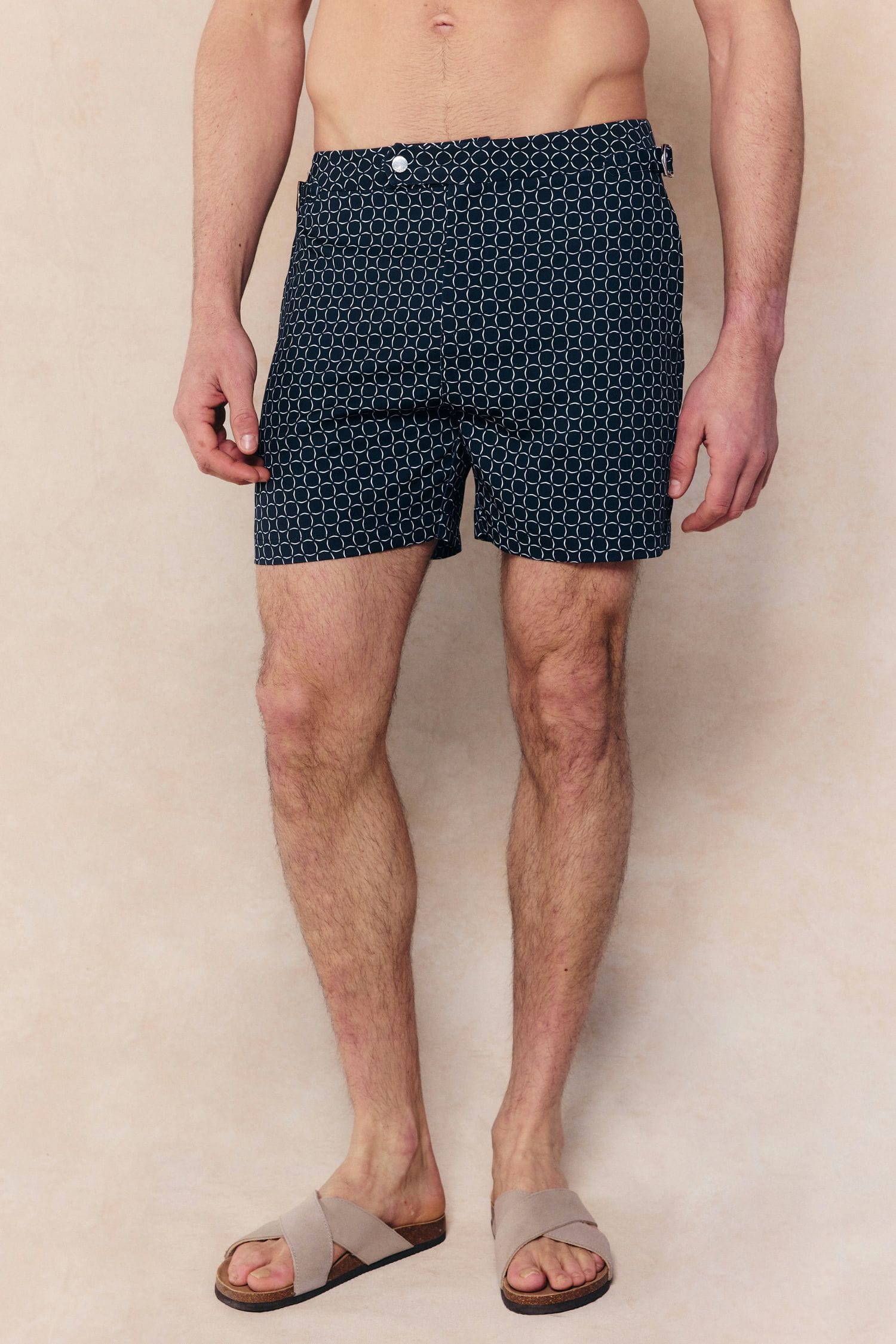 Ifni Tailored Swim Short With Adjusters - Navy/Ecru