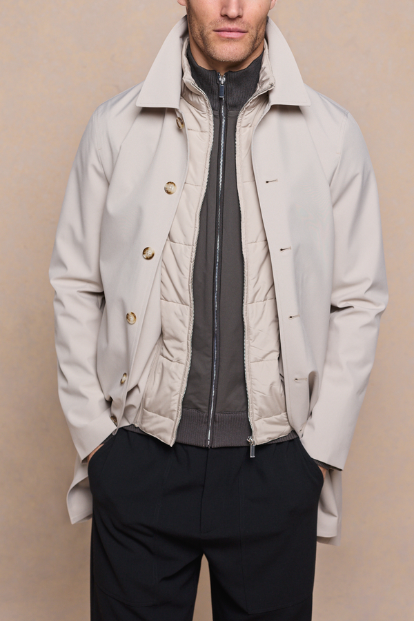 Portico Trench Coat With Detachable Insert - Stone