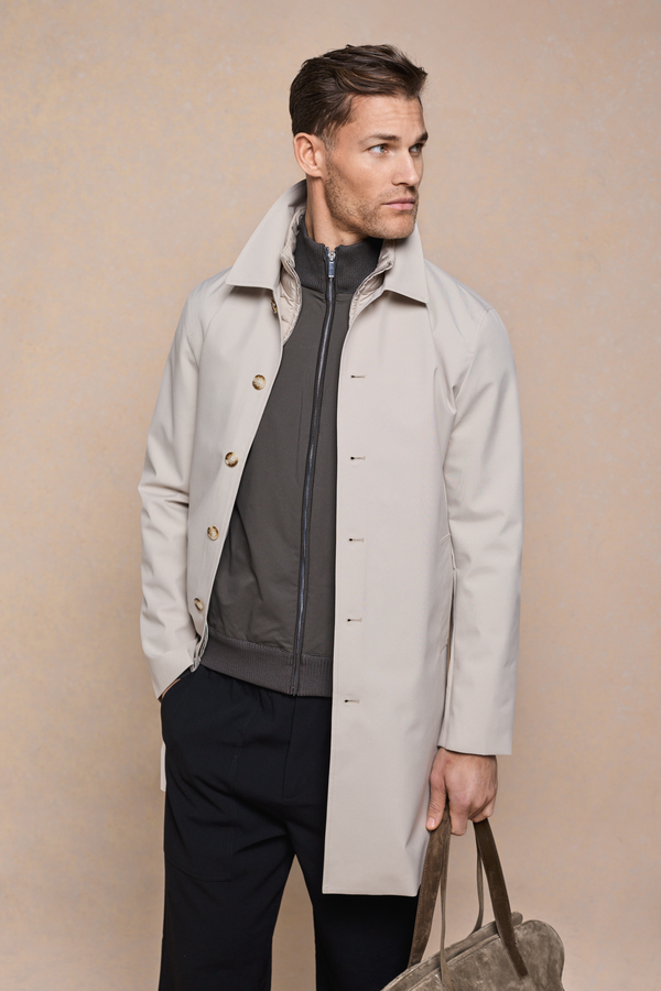 Portico Trench Coat With Detachable Insert - Stone