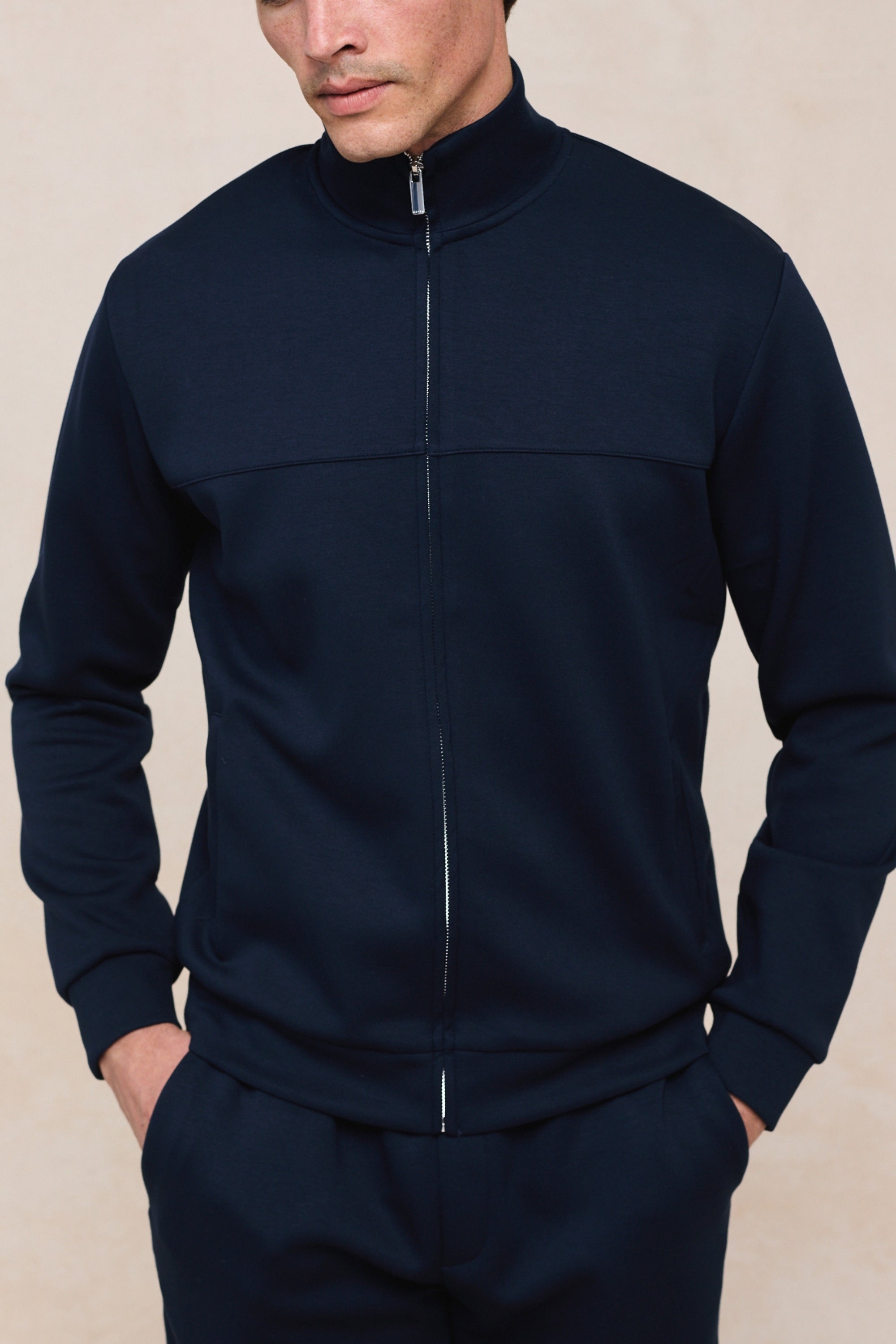 Luxe Zip Through Jacket - Navy