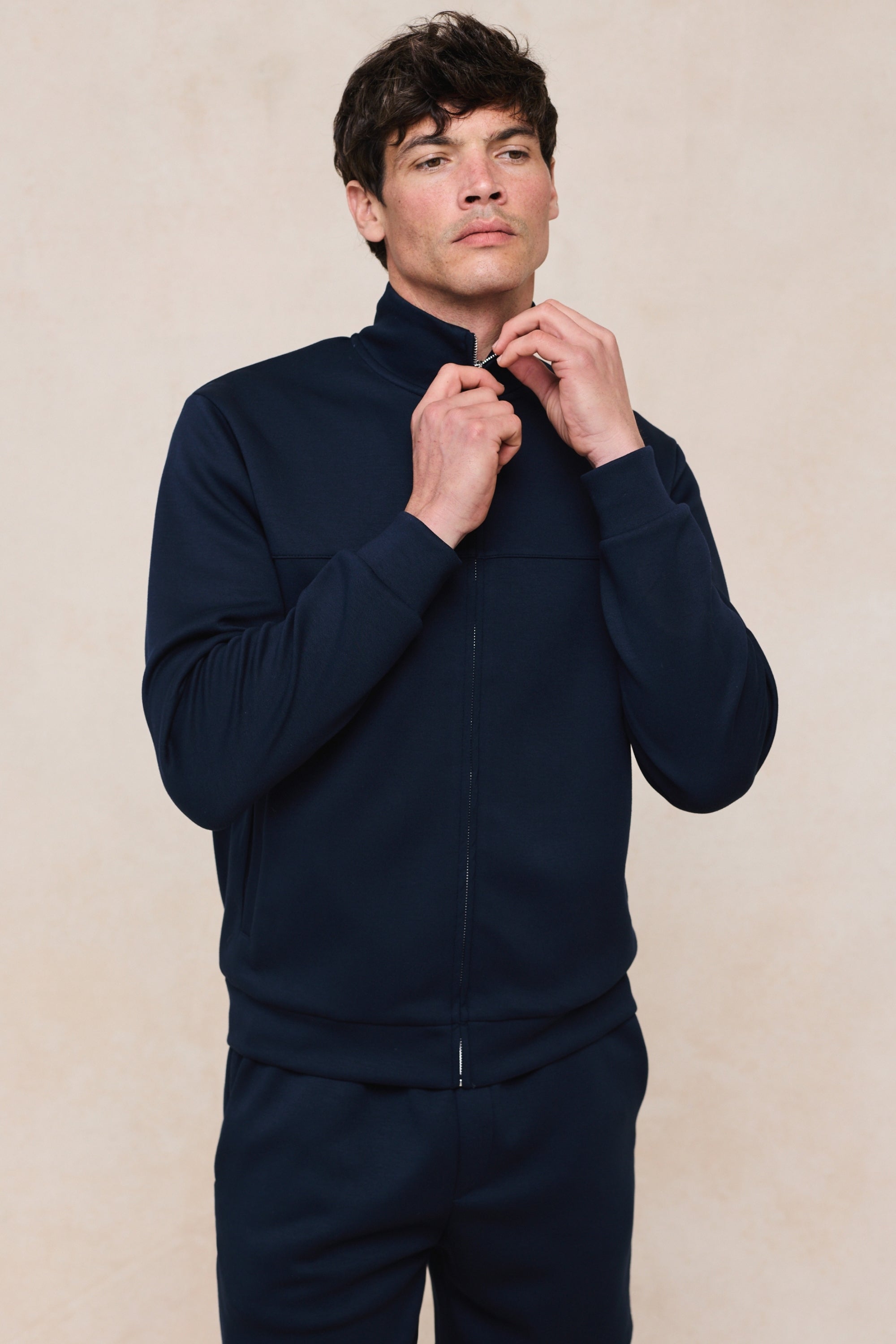 Luxe Zip Through Jacket - Navy