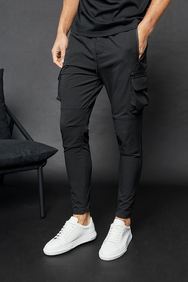 MID WEIGHT NYLON CARGO TROUSER - BLACK