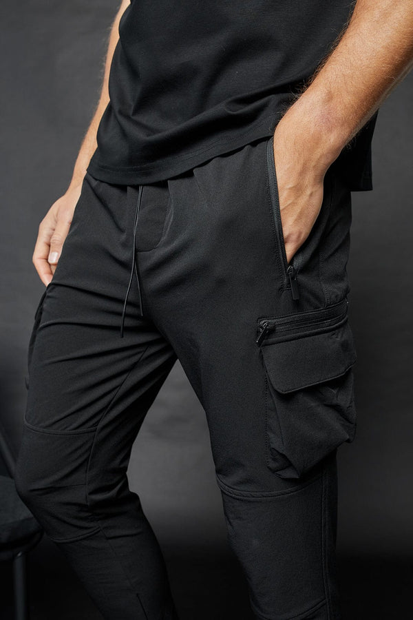 MID WEIGHT NYLON CARGO TROUSER - BLACK