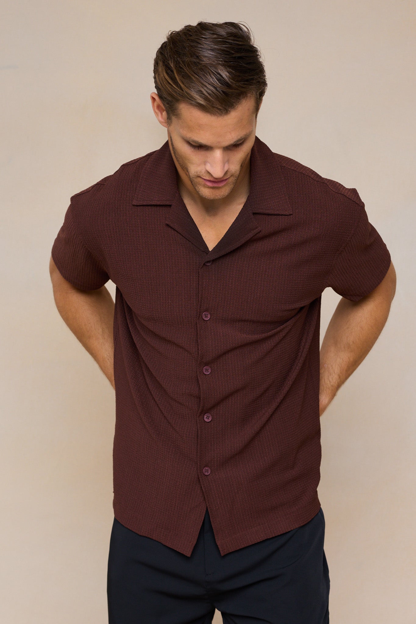 Silvo Lightweight Textured Shirt - Rust