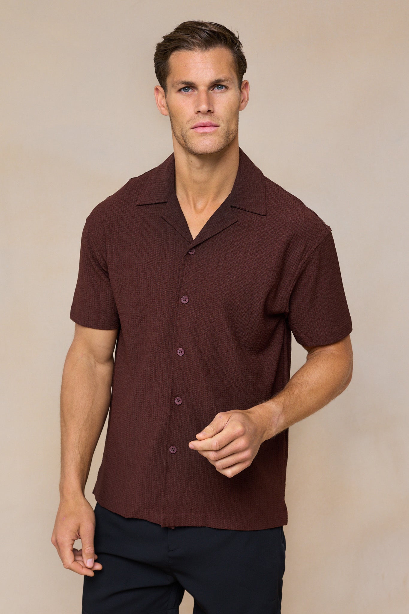 Silvo Lightweight Textured Shirt - Rust