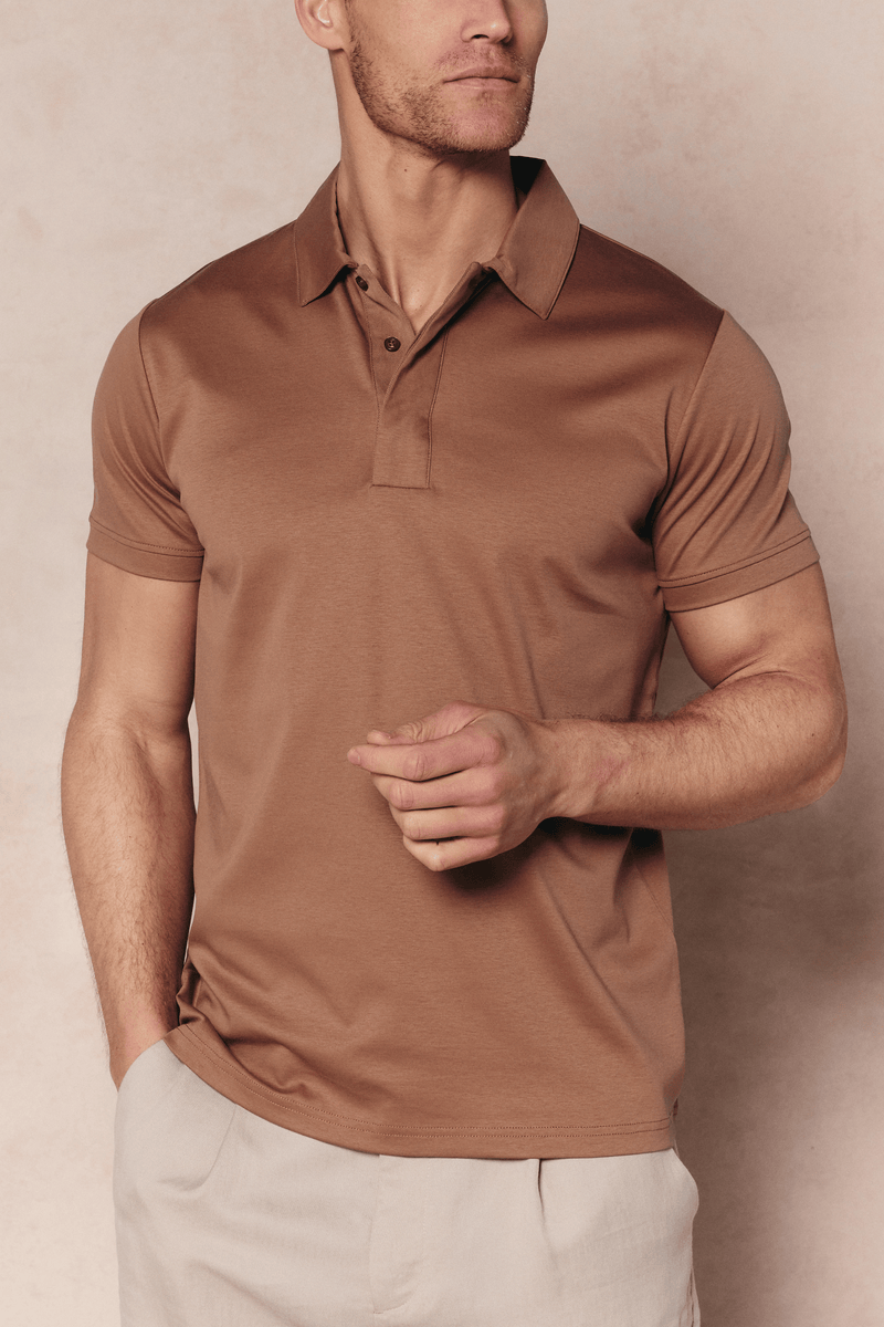 Santi Mercerised Polo Shirt - Rust Orange