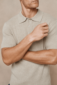 Sorelle Short Sleeve Rib Knit Polo - Sand