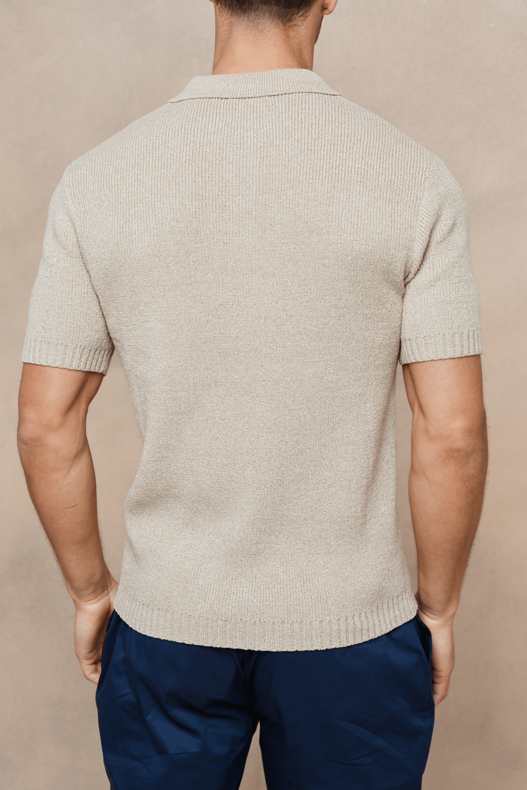 Sorelle Short Sleeve Rib Knit Polo - Sand