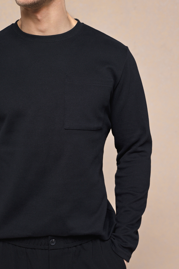 Tyler Long Sleeve Pocket  T-Shirt - Black
