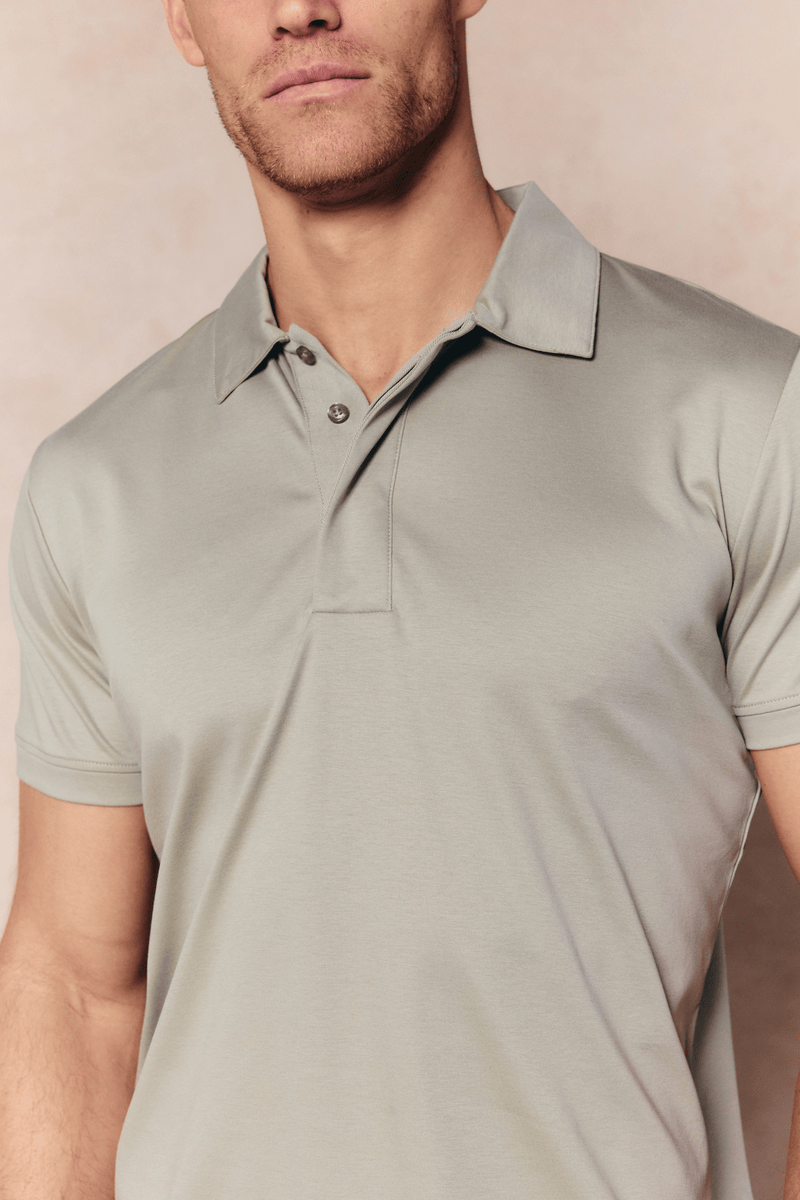Santi Mercerised Polo Shirt - Light Sage